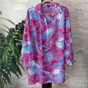 ☀️🏝️TALBOTS Pink Blue Shell Print Cover Up